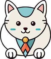 engraçado gato e adorável gatinho personagem vetor Projeto com plano cor dentro branco fundo adequado para adesivo, desenho animado e impressão Projeto.