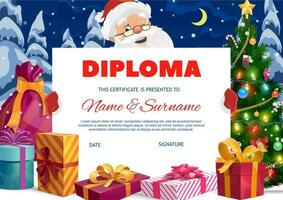 crianças diploma com santa claus e presentes vetor