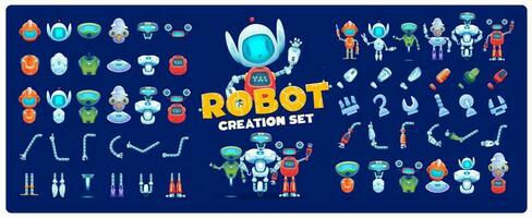robô criação kit, desenho animado personagem construtor vetor
