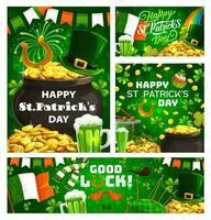 irlandês feriado patricks dia verde símbolos, bebidas vetor