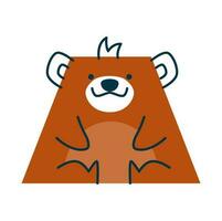 Urso desenho animado animal com paralelogramo matemática forma vetor