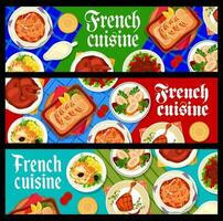 bandeiras de vetor de comida de restaurante de cozinha francesa