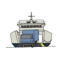 1 contínuo linha desenhando do veículo entra para a enviar. mar veículo dentro simples linear estilo. transporte Projeto conceito vetor ilustração