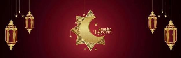 lua padrão dourado criativo para ramadan kareem com lanterna criativa vetor