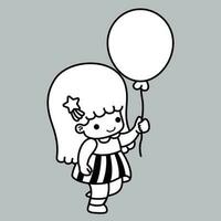 pequeno menina segurando balão vetor