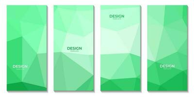 brochuras modelo conjunto com abstrato triângulos verde fundo. vetor ilustração.