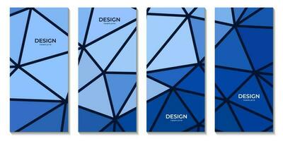 brochuras modelo conjunto com abstrato geométrico azul colorida fundo com triângulos forma vetor