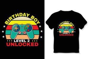 aniversário Garoto nível 12 desbloqueado jogos t camisa, jogos citações t camisa, jogador camiseta Projeto vetor