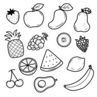 conjunto do desenhado à mão frutas vetor ilustração isolado em branco fundo. frutas rabisco coleção