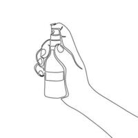 spray garrafa dentro mão. 1 linha contínuo Cosmético. linha arte, contorno, solteiro linha silhueta. mão desenhado vetor ilustração.