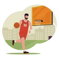 homem jogando basquetebol ilustração conceito vetor