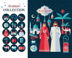 Conjunto de ícones Ramadan Kareem de árabe. design plano. vetor