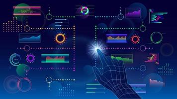infográfico virtual colorido tela holográfica vetor