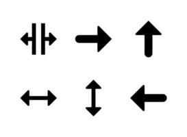 conjunto simples de setas relacionadas a ícones sólidos de vetor