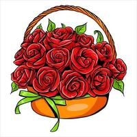 buquê com rosas em uma cesta