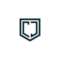 vetor logotipo com uma escudo forma e a cartas cj moderno, exclusivo, e limpar, tecnologia, marca, companhia