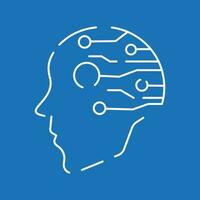 artificial inteligência relacionado vetor linha ícone. contém tal ícones Como face reconhecimento, algoritmo, auto-aprendizagem. profundo aprendizado, digital cérebro. cibernético, humanóide e bater papo.