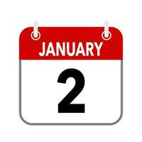 2 janeiro, calendário encontro ícone em branco fundo. vetor