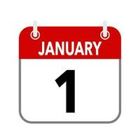 1 janeiro, calendário encontro ícone em branco fundo. vetor
