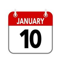10 janeiro, calendário encontro ícone em branco fundo. vetor