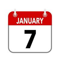 7 janeiro, calendário encontro ícone em branco fundo. vetor