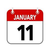 11 janeiro, calendário encontro ícone em branco fundo. vetor