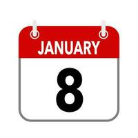 8 janeiro, calendário encontro ícone em branco fundo. vetor
