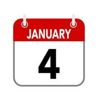 4 janeiro, calendário encontro ícone em branco fundo. vetor