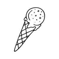 rabisco do gelo creme waffle cone isolado em branco fundo. vetor mão desenhado ilustração do verão doce Comida