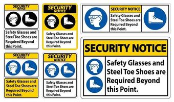 instruções de segurança, óculos de segurança e sapatos de aço com biqueira são necessários além deste ponto vetor