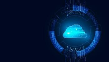 conceito nuvem Informática dados armazenamento Internet partilha e Acesso em lindo futurista azul fundo vetor