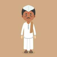 Índia agricultor personagem desenho animado vetor