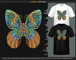 colorida borboleta mandala artes isolado em Preto e branco t camisa. vetor