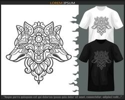 Lobo cabeça mandala artes isolado em Preto e branco t camisa. vetor