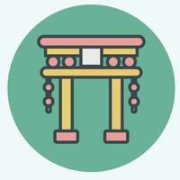 ícone torii portão. relacionado para chinês Novo ano símbolo. cor companheiro estilo. simples Projeto editável vetor