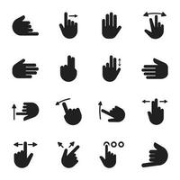 mão gestos glifo ícones vetor