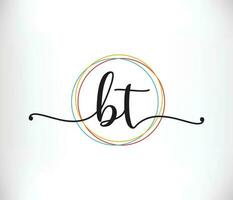 inicial bt feminino logotipo projeto, luxo feminino carta logotipo vetor
