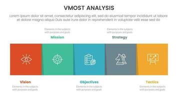 vmost análise modelo estrutura infográfico 5 ponto etapa modelo com quadrado caixa certo direção em formação conceito para deslizar apresentação vetor