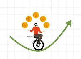 forex, investir dentro moeda preço ou país econômico especulação conceito, estrangeiro troca negociação, especialista homem de negocios malabarismo moeda moedas, dólares, euros, libras, japonês iene e coreano Ganhou vetor