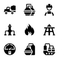 coleção de ícones da indústria de petróleo vetor