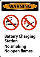 Atenção placa bateria cobrando estação, não fumar, não aberto chamas vetor