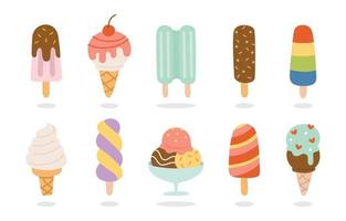 conjunto de sorvete colorido para o verão vetor