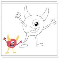 coloração livro para crianças, desenho animado monstros, alienígenas. vetor ilustração em uma branco fundo.