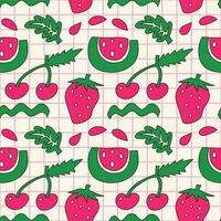 verão frutas padronizar dentro Rosa e verde cores. vetor rabisco ilustração.