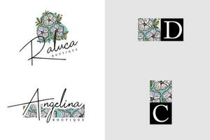 minimalista flor logotipo pacote vetor