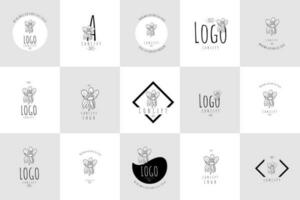 linha arte minimalista flor logotipo pacote vetor