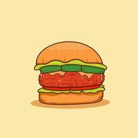 grande carne carne hamburguer ilustração vetor, desenho animado Hamburger ilustração vetor