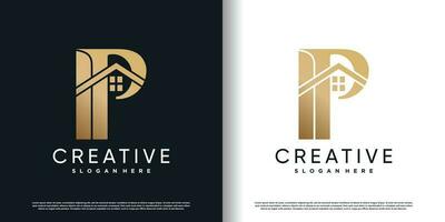 construção logotipo Projeto com inicial carta p e criativo único estilo conceito Prêmio vetor