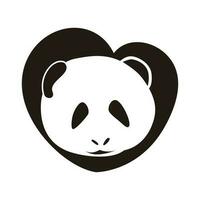 elegante panda amor logotipo em Preto e branco vetor