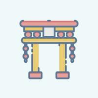 ícone torii portão. relacionado para chinês Novo ano símbolo. rabisco estilo. simples Projeto editável vetor